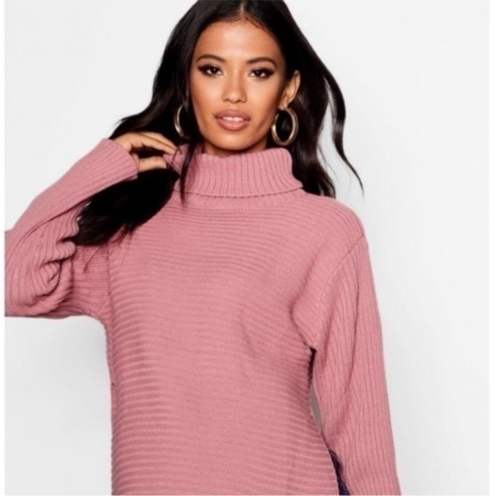 NEW Ribbed Blush Turtleneck - Picture 2 of 10